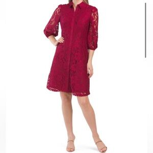 Nanette Lepore Garnet Lace Mini Shirt Dress Fit & Flare Size 10 NWT